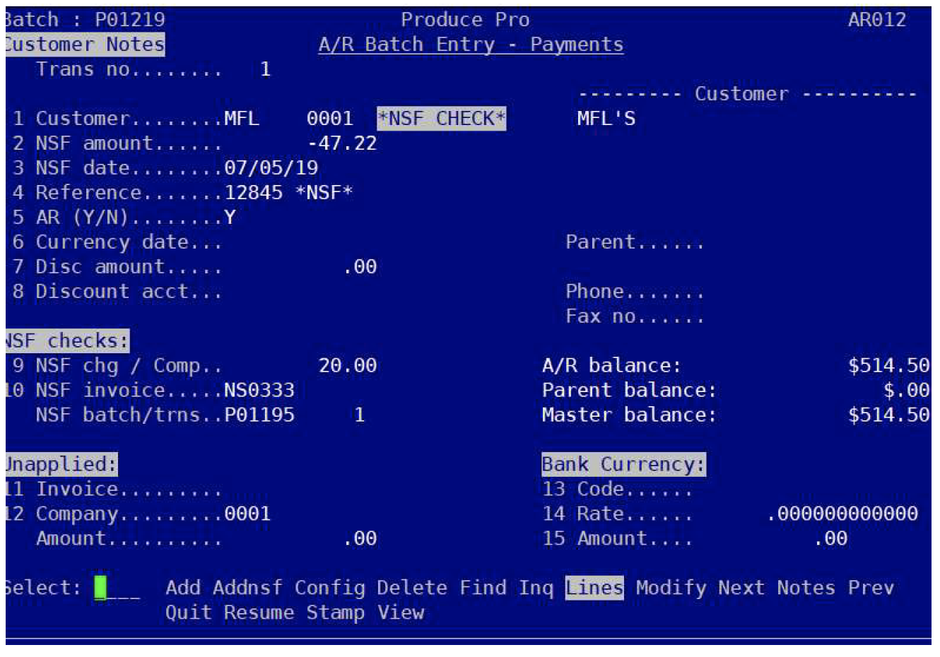 Escape back to the batch header and post the batch. The system displays ...