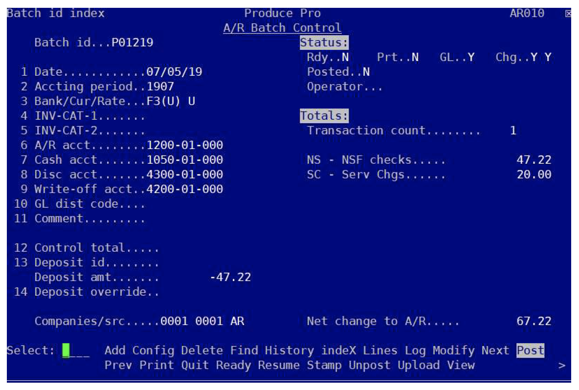This NSF has the transaction type NS