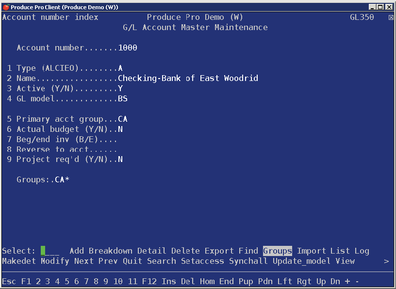 Program Account Number Account — Enter an account number, up to eight digits long. Type ...
