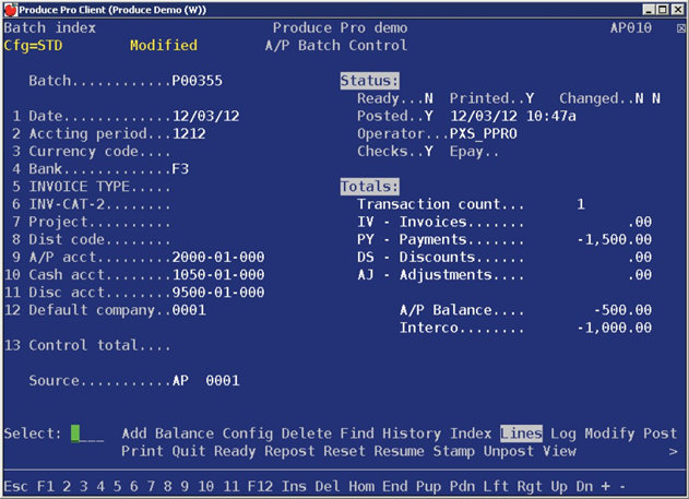 Interpreting the batch control screen