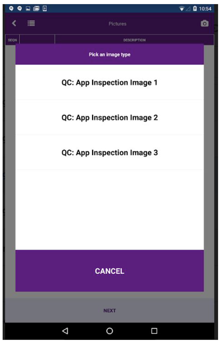 A thumbnail of the image appears in the QC App.