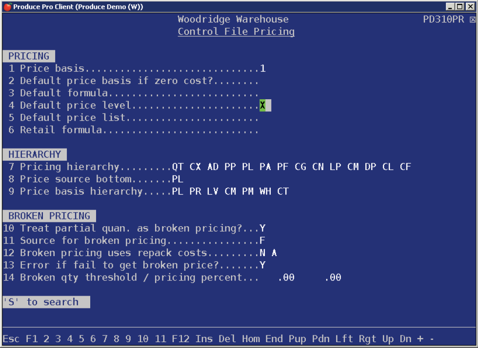 Enter or search for the appropriate level code.