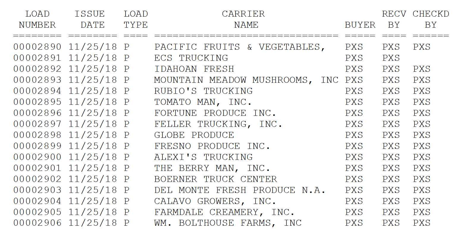 Load Information Report Where can I find it?