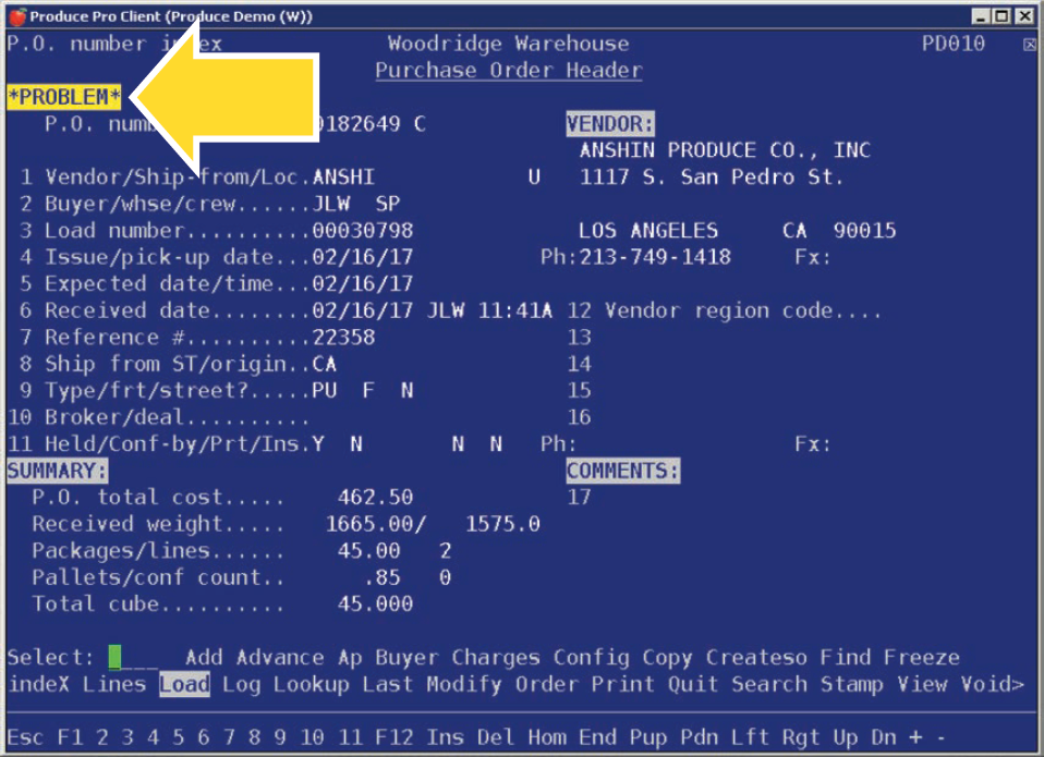 The receiver’s text also appears on the second page of the header: