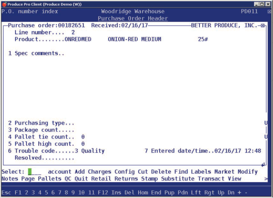 Po Display The system displays a *TROUBLE* indicator at the upper left of the PO ...