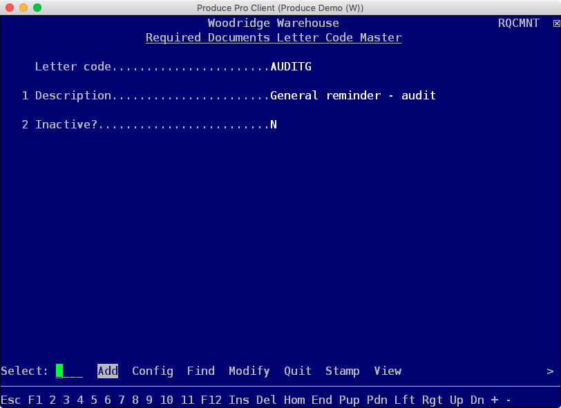 For the code itself (RQCMNT):