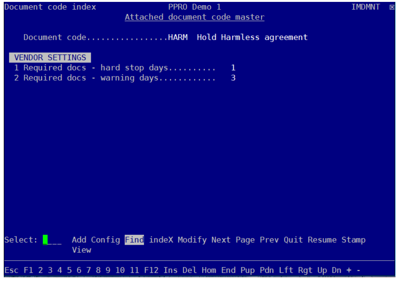Adp Master Control File Vendor settings