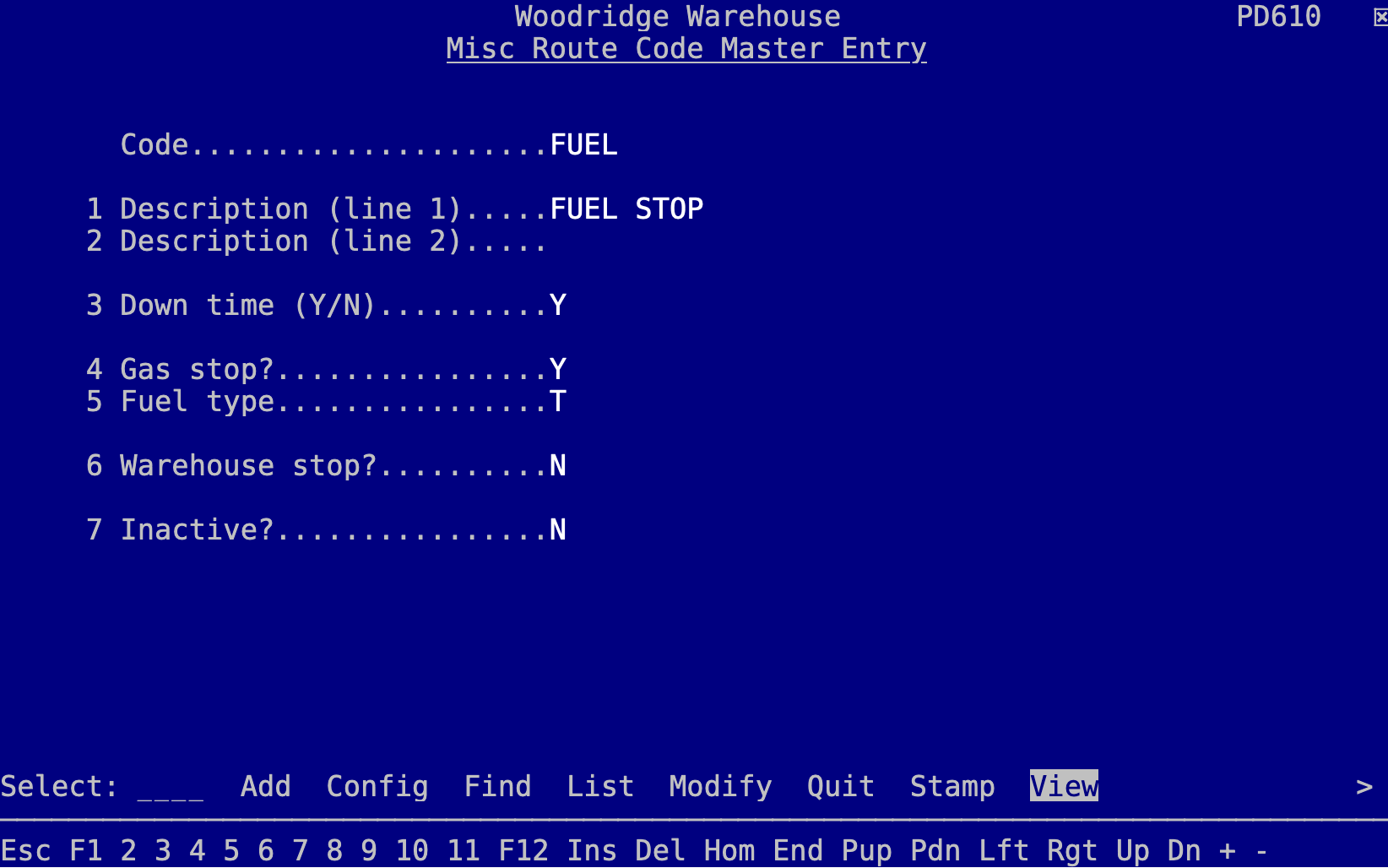 Rotuing Code Listing Screen Code — Enter a code, up to six characters long, to represent this type ...