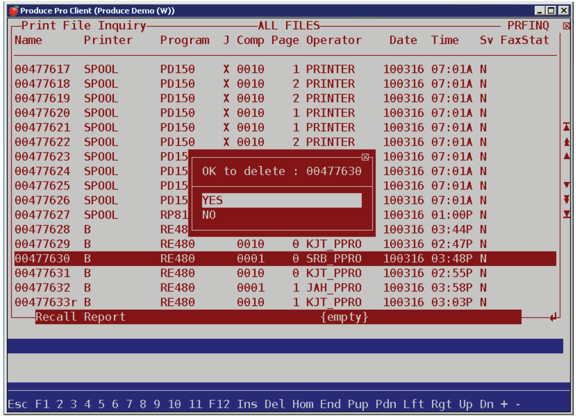 Highlight Yes and press Enter. The list refreshes, leaving out the file ...