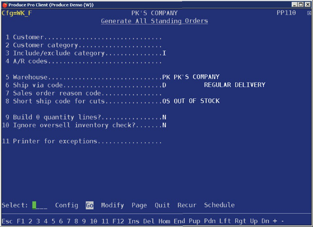Consistent Order Program The first few codes let you choose customers: you can run for a ...