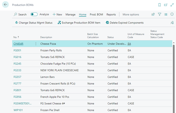 Select the production BOM for which you want create a related version.